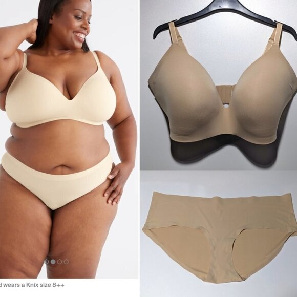 Knix | Wingwoman Contour Bra and Essential Boyshort in Warm Sand - Picture 1 of 16